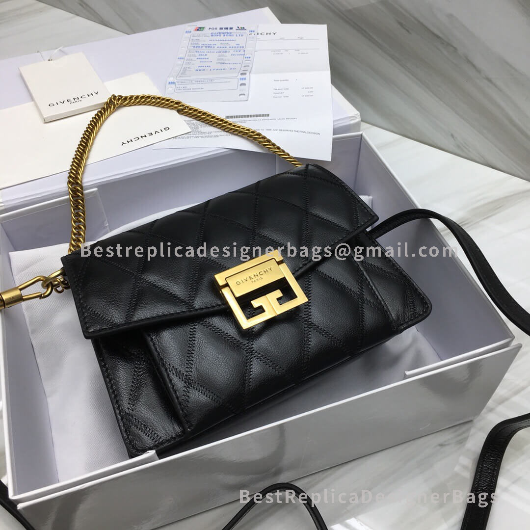 Givenchy Small GV3 Bag Black In Diamond Quilted Calfskin Leather GHW 29999-1